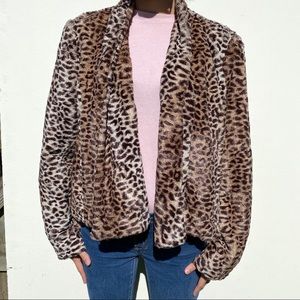 Multiples Animal Print Cropped Swing Jacket A189